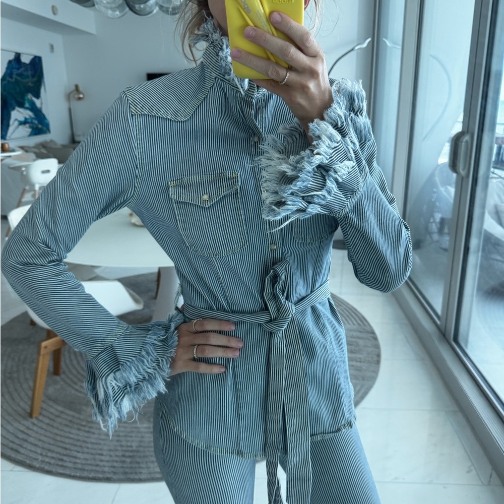 Don’t cry Milan  Denim Jumpsuit with Ruffle Details